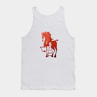 big red horse with a ladder and a key in itn ito hits Tank Top